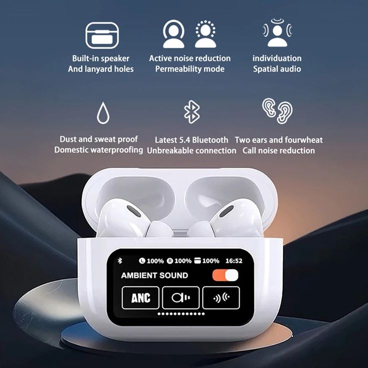 A9 Pro Touch Screen AirPods Pro – Advanced Noise Cancelling, ANC Wireless Earbuds